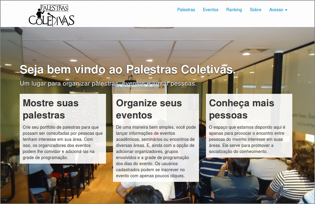 Homepage do Palestras Coletivas