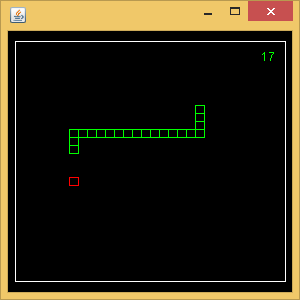 Screenshot de um jogo da cobrinha em Java